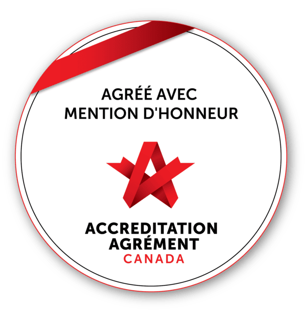 Logo Accreditation Agrément Canada - Agréé avec mention d’honneur.